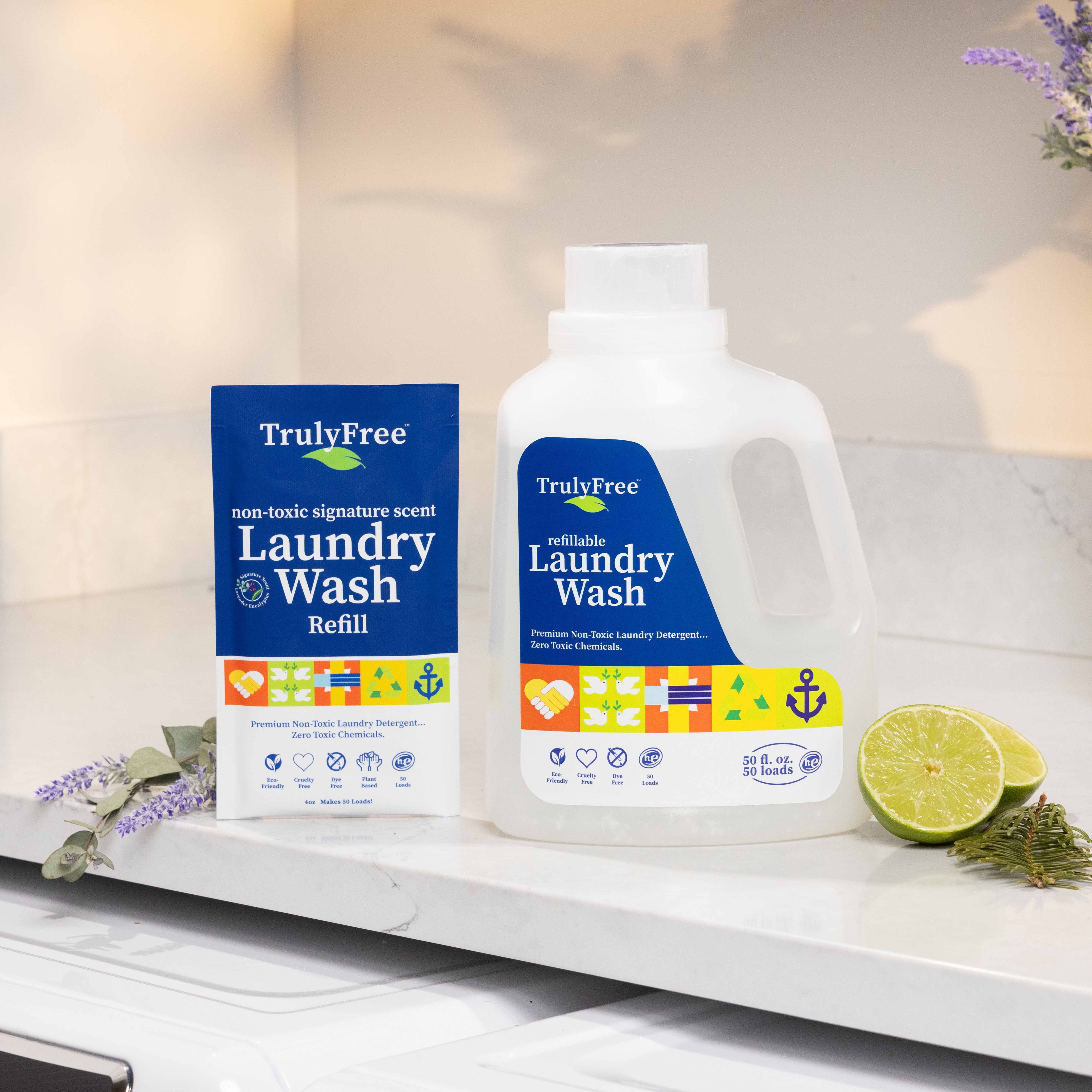 Truly Free Laundry Wash Signature Scent Lime, Pine, and Lavender on counter